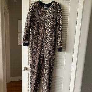 Leopard footed onesie